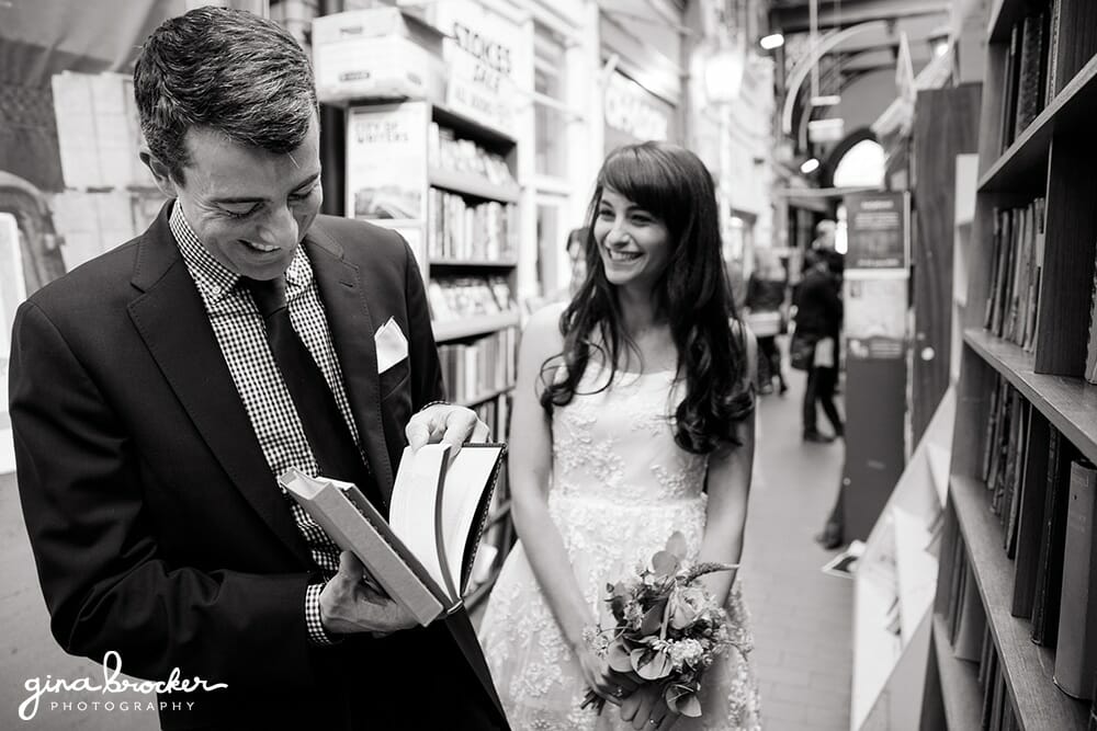 A documentary style portrait of couple at the Boston Public Library