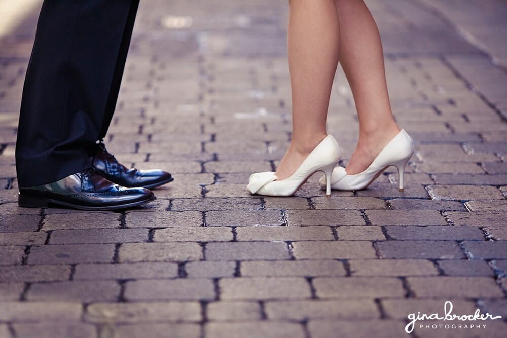 Bride and Groom shoes in city streets