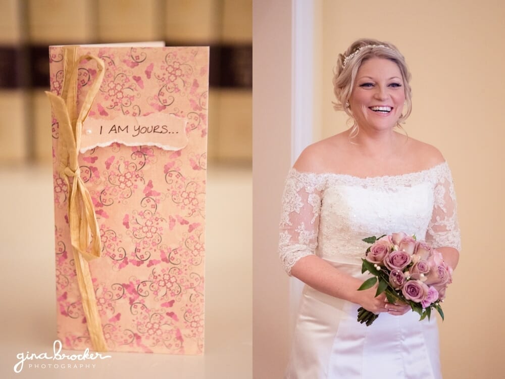 Lace Wedding Dress, Dusty Pink Rose bouquet