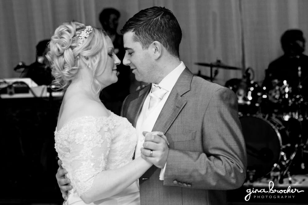Romantic bride and groom first dance