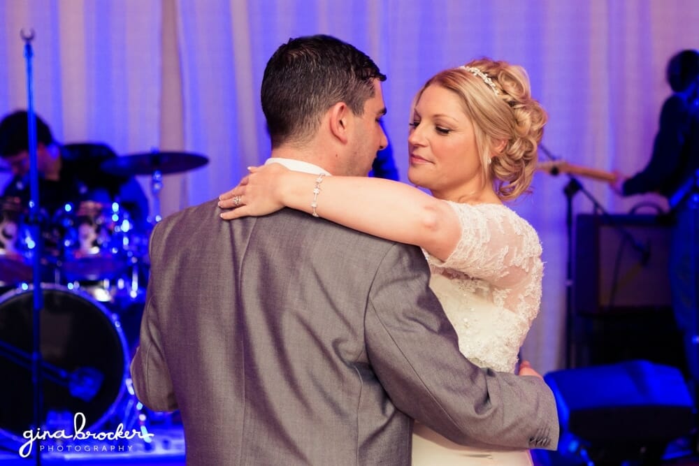 Romantic bride and groom first dance