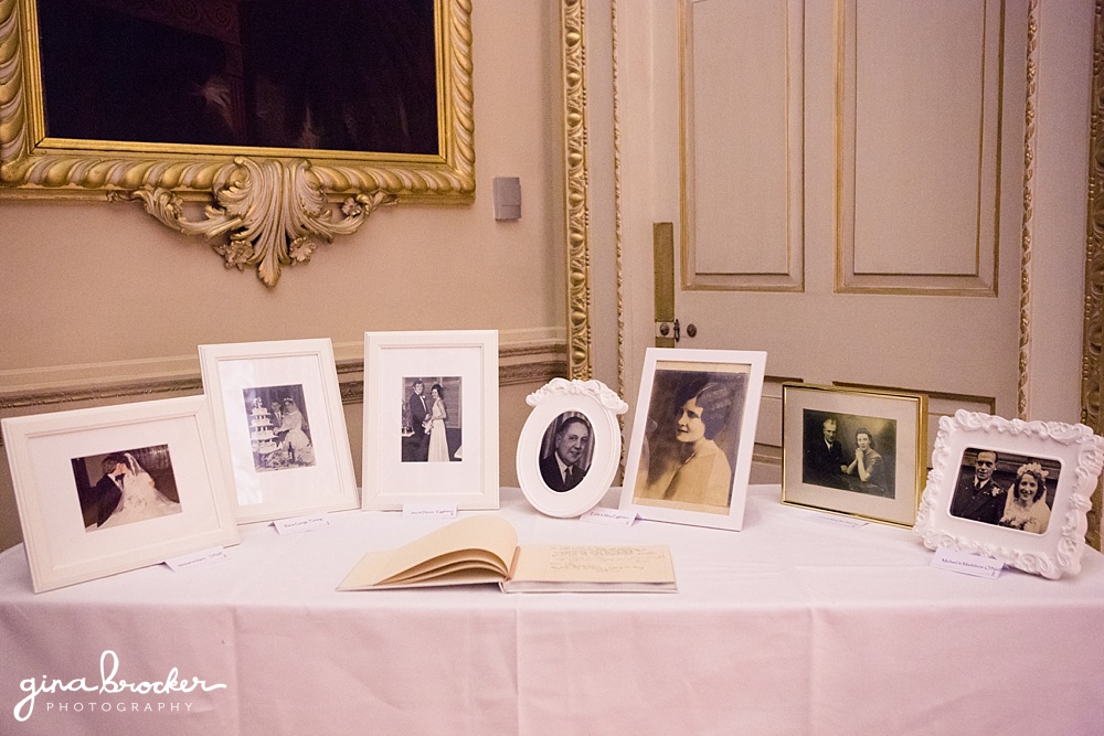 Photographs of previous generations as classic and personal wedding decorations