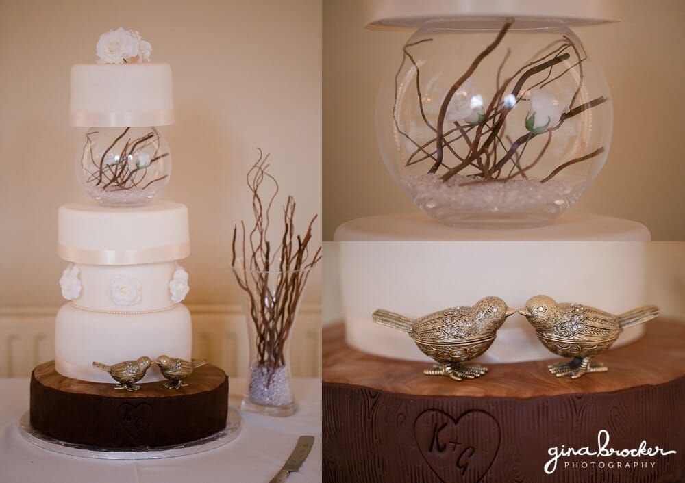 Vintage Gold Birds Wedding Cake Boston Wedding Photographer