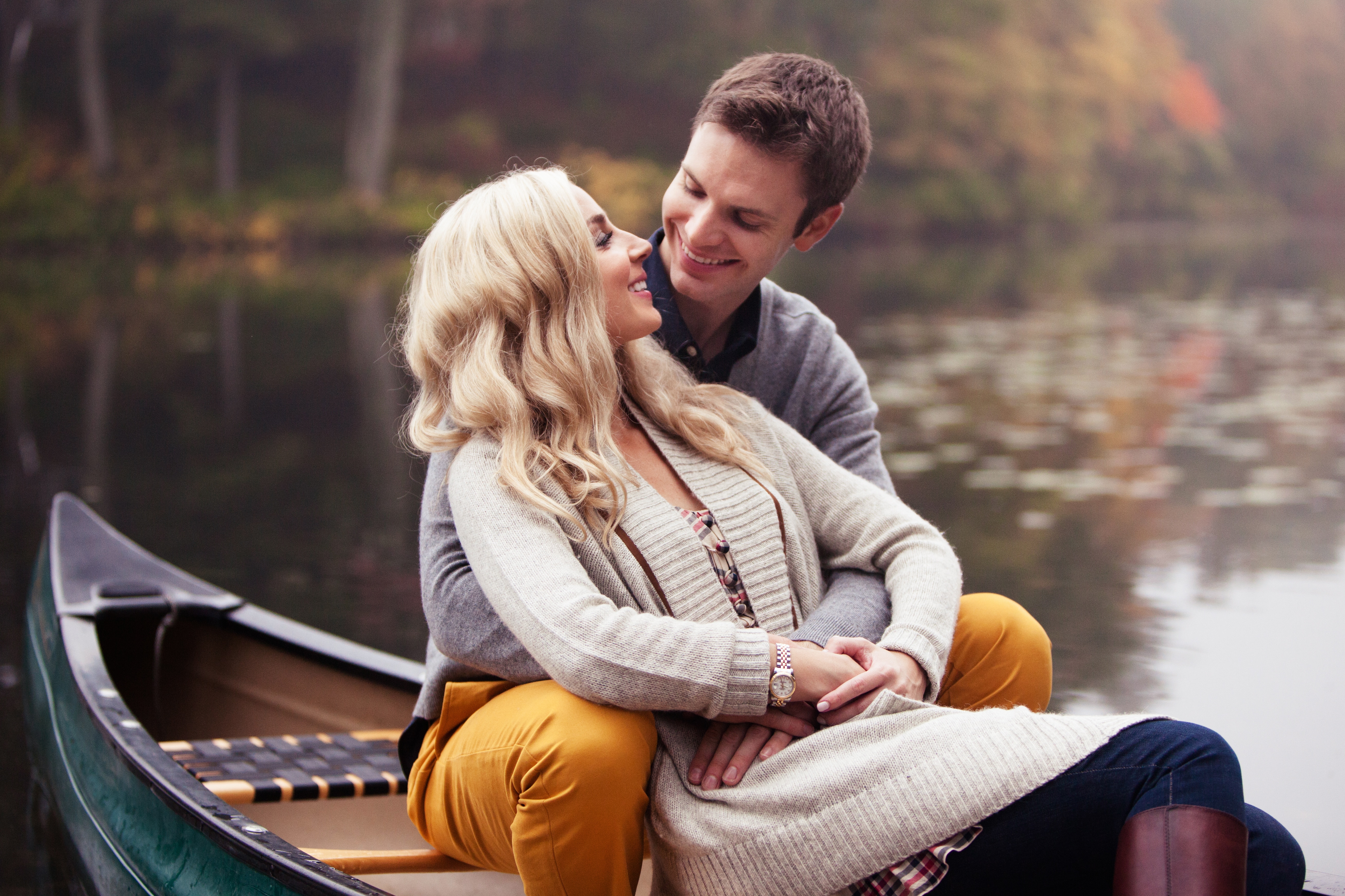 Engagement Session with a canoe on the Boston Charles River