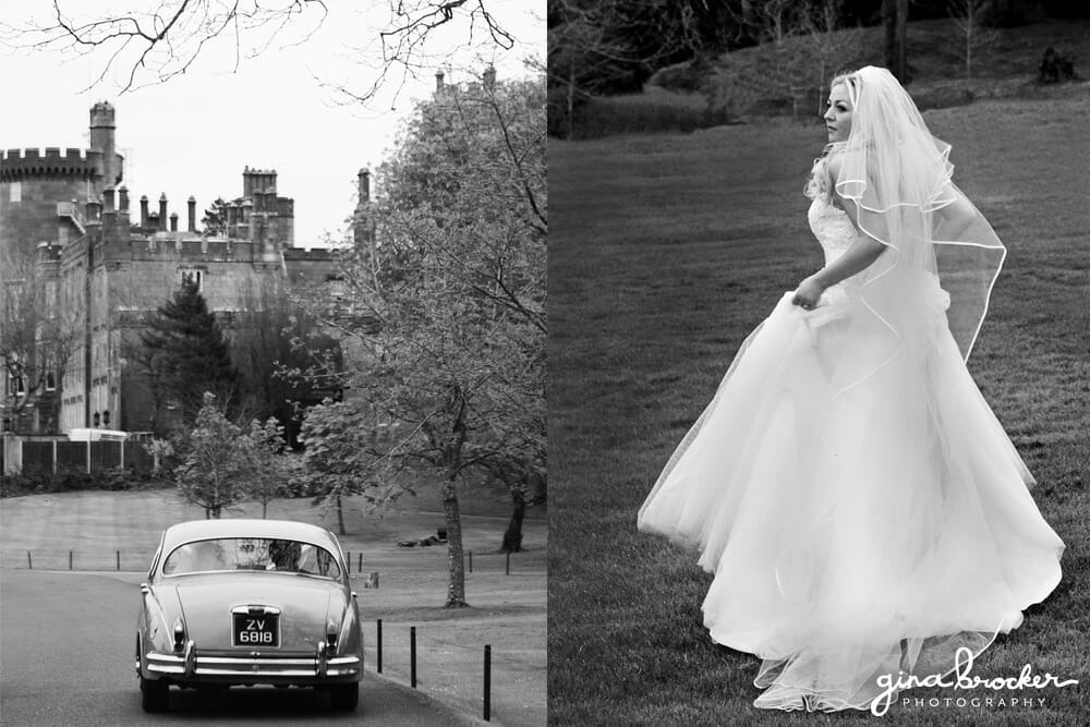 classic bridal style a-line wedding dress and veil