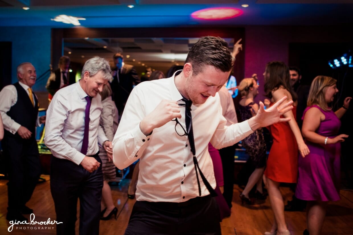 The guest hit the dance floor during this retro and fun wedding