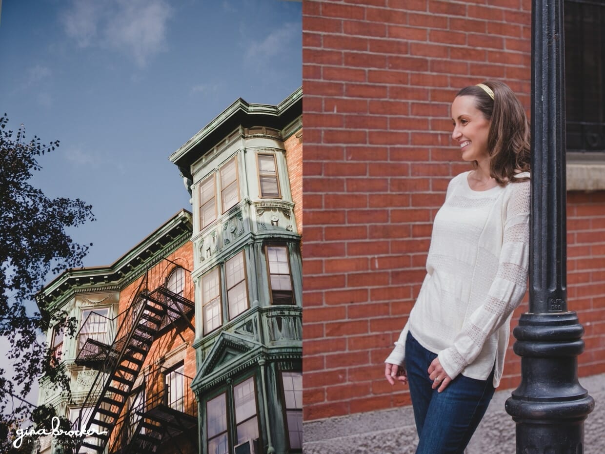 A beautiful portrait of a bride to be in beacon hill during her sweet engagement session