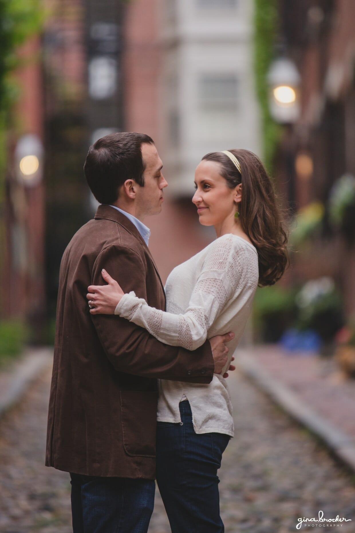 A sweet portrait of a couple during their engagement in beacon hill