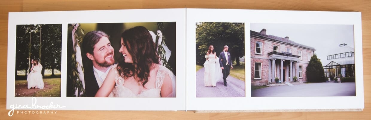 A bespoke wedding album with premium quality mat pages