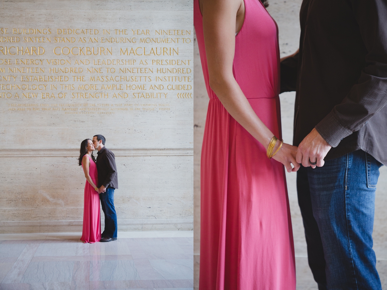 A detailed photograph of a couple holding hands during their Cambridge couple session at the Massachusetts Institute of Technology