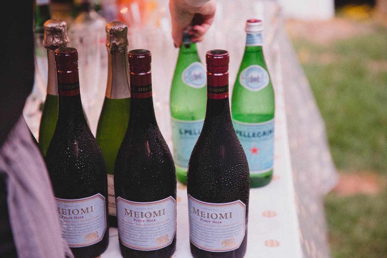 A detailed photograph of the wine served at a backyard wedding in Massachusetts
