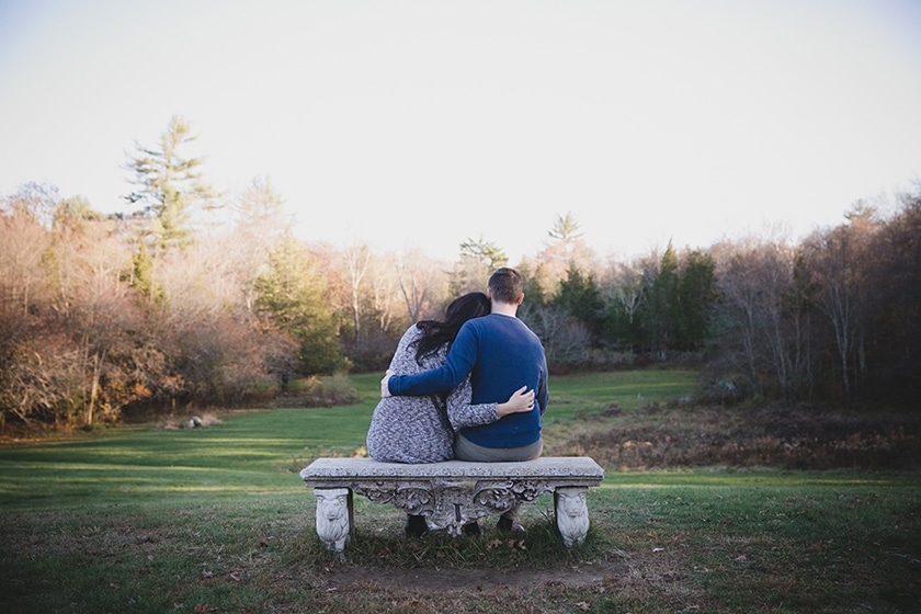 A sweet portrait of a couple admiring the view at the Borderland State Park during their engagement session