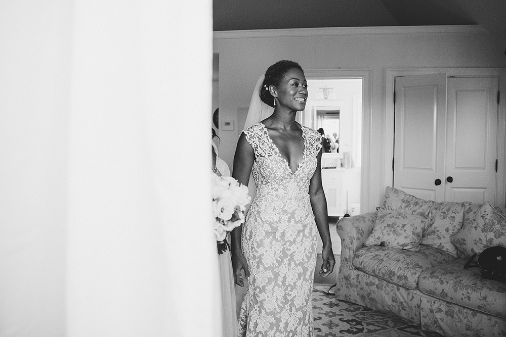 A documentary photograph of a bride getting ready for her Martha's Vineyard Wedding