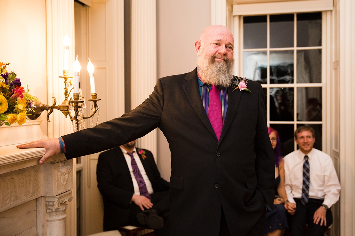 This candid portrait of father smiling at his daughter during her Lyman Estate Wedding is one of the best wedding photographs of 2016
