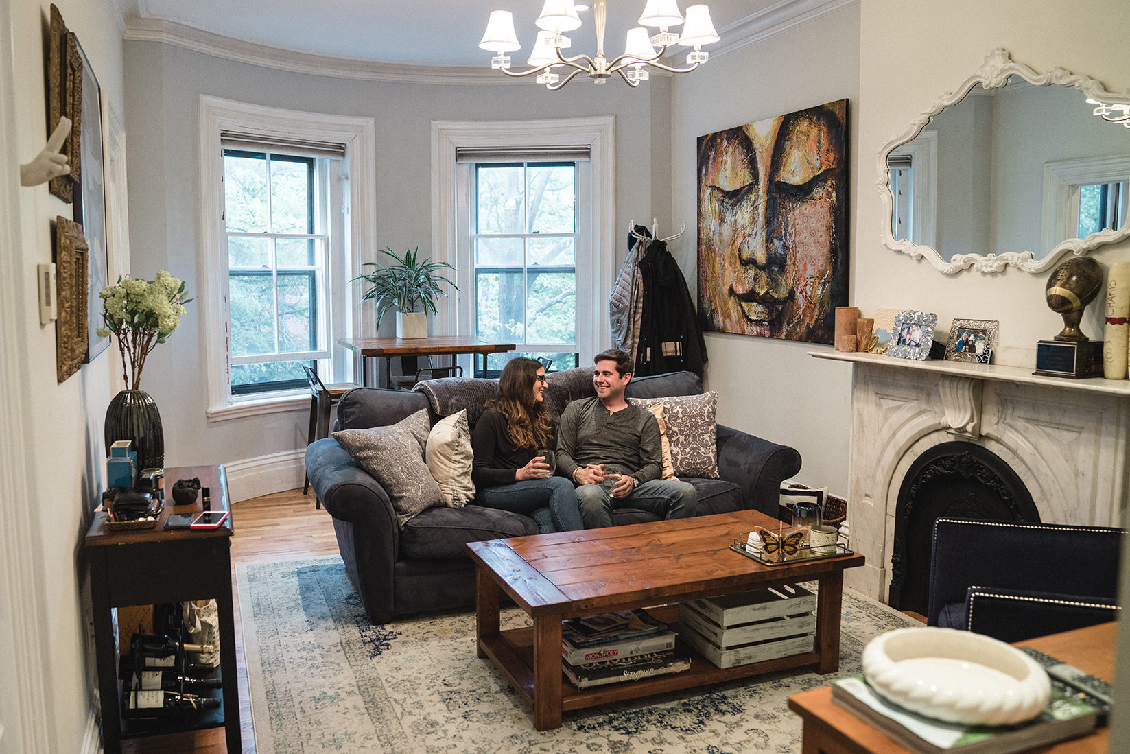 A documentary Engagement Session at home in Boston's South End