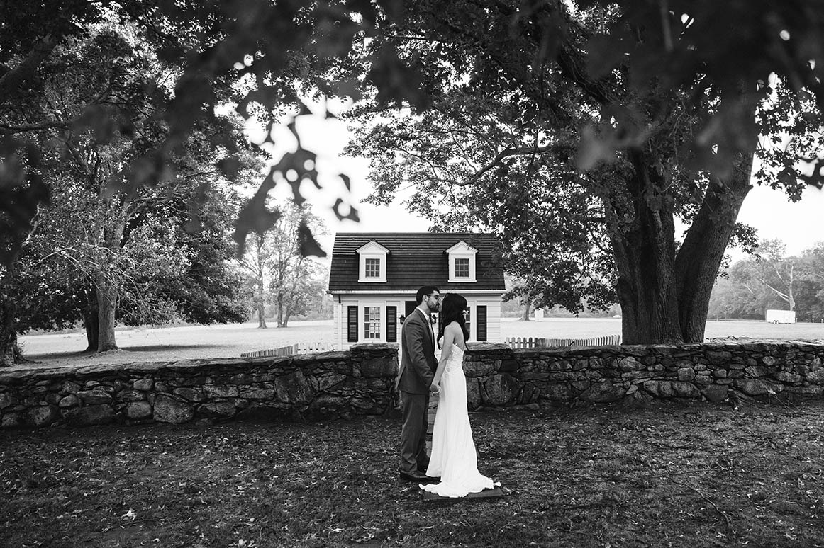 A documentary portrait of a couple having their first look before their mount hope farm wedding