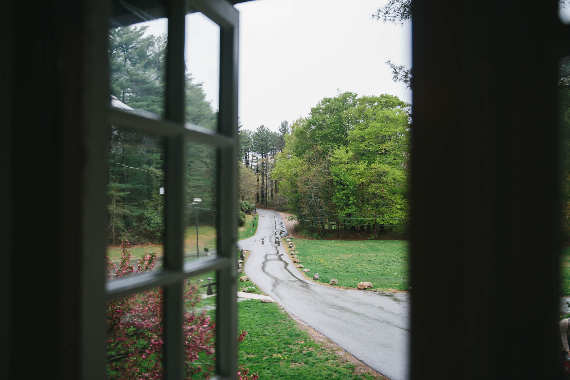 A documentary photograph of the view from Willowdale estate during a wedding