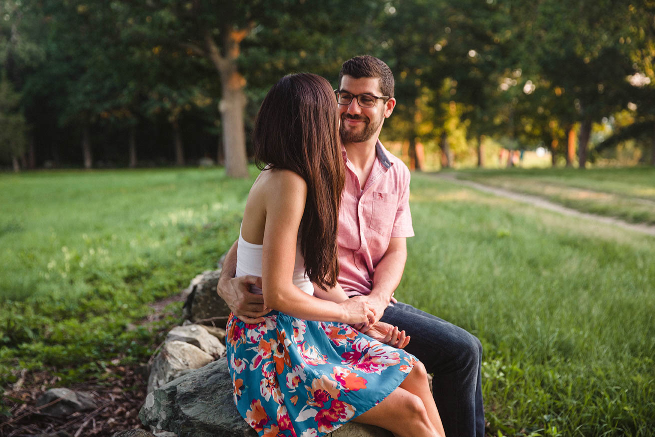 A documentary portrait of a couple hanging out at the World's End during their Boston engagement session