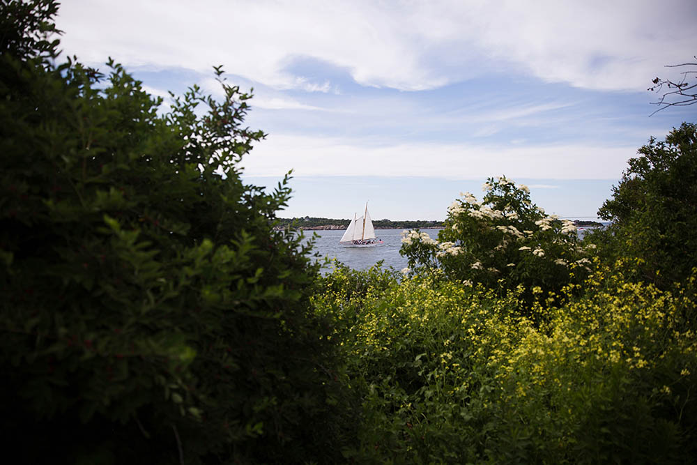 A documentary photograph of the view from Castle Hill Inn on a wedding day